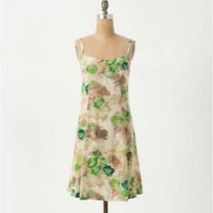 HD in Paris high waist straps floral dress watercolor silk NWOT